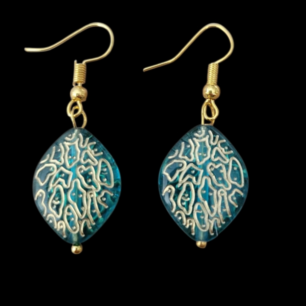 Blue Diamond Shaped Earrings